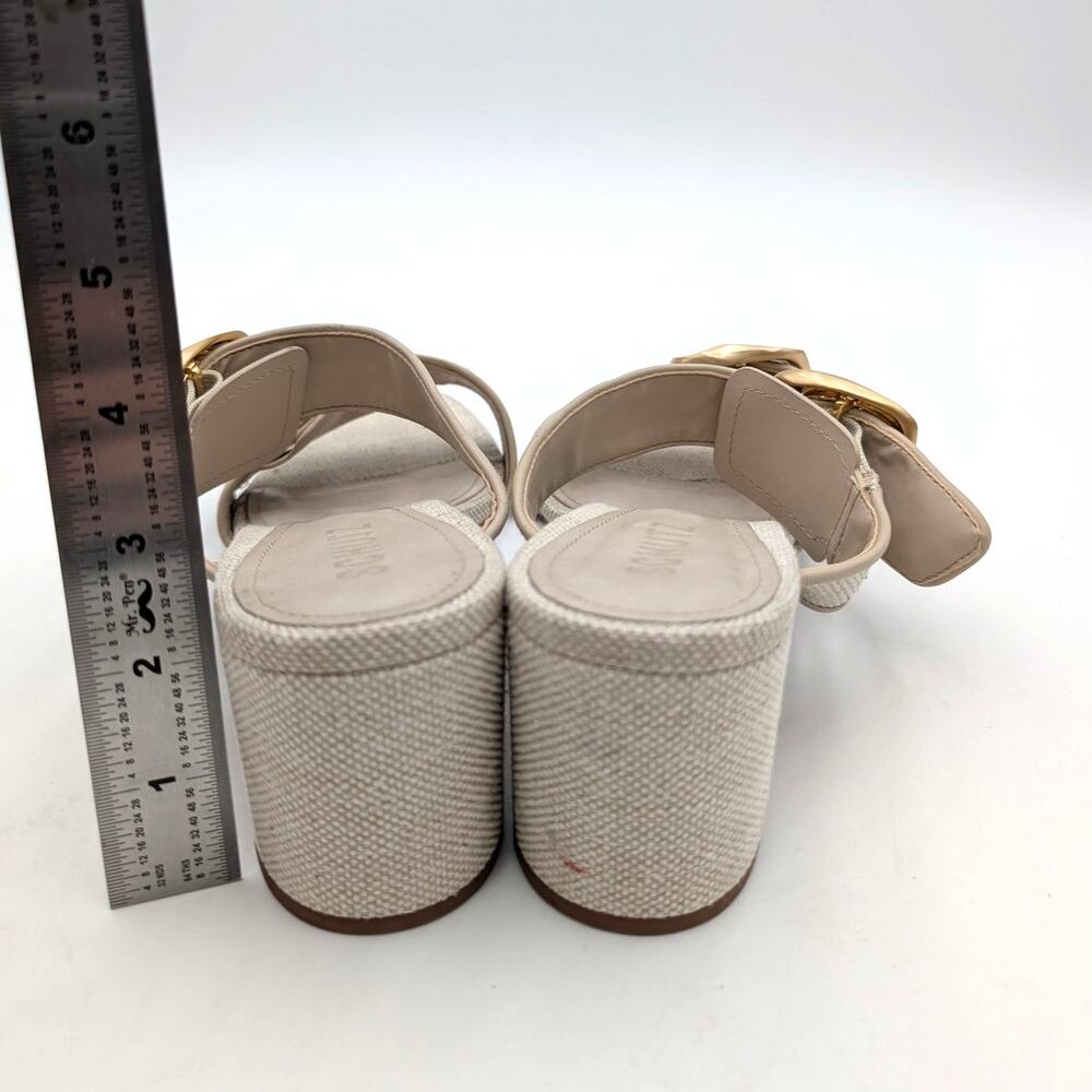 Schutz Olga Sandal Oyster Block Heel Raffia - Picture 6 of 14